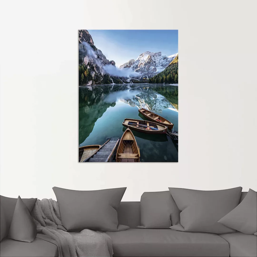 Artland Wandbild "Pragser Wildsee in Südtirol", Bilder von Booten & Schiffe günstig online kaufen