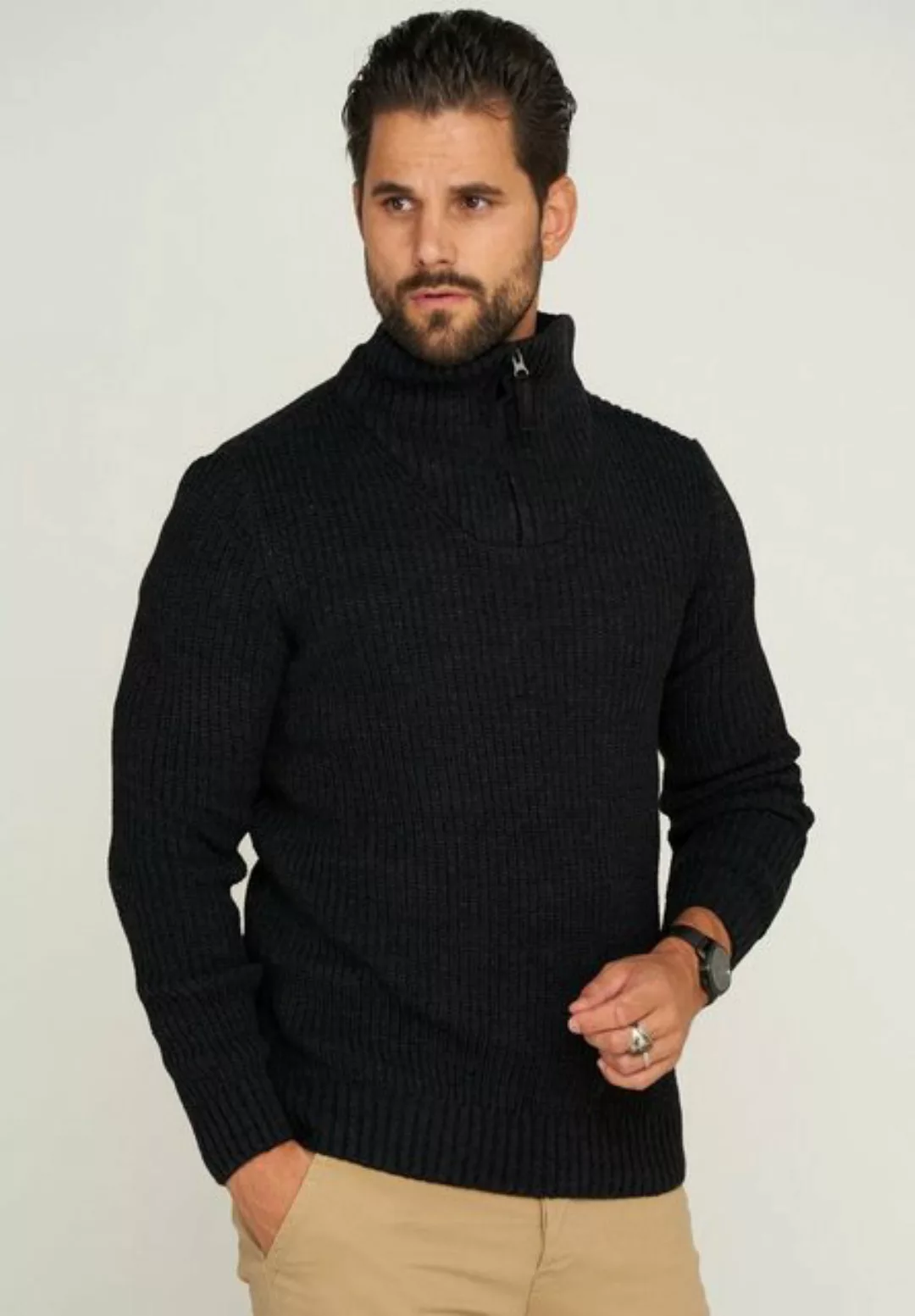 CARISMA Strickpullover CRHAMAR Grobstrick Muster Troyer Pullover günstig online kaufen