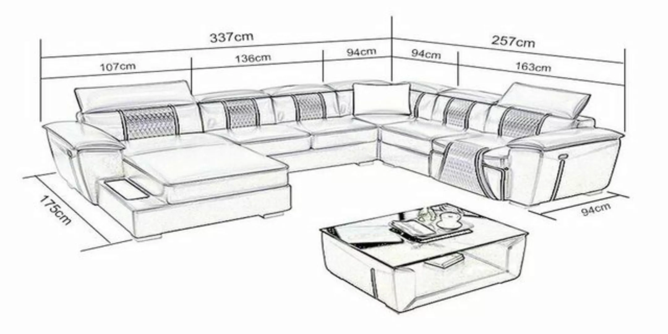 Xlmoebel Ecksofa Wohnlandschaft mit Ecksofa, Couch, Polsterung aus Leder, R günstig online kaufen