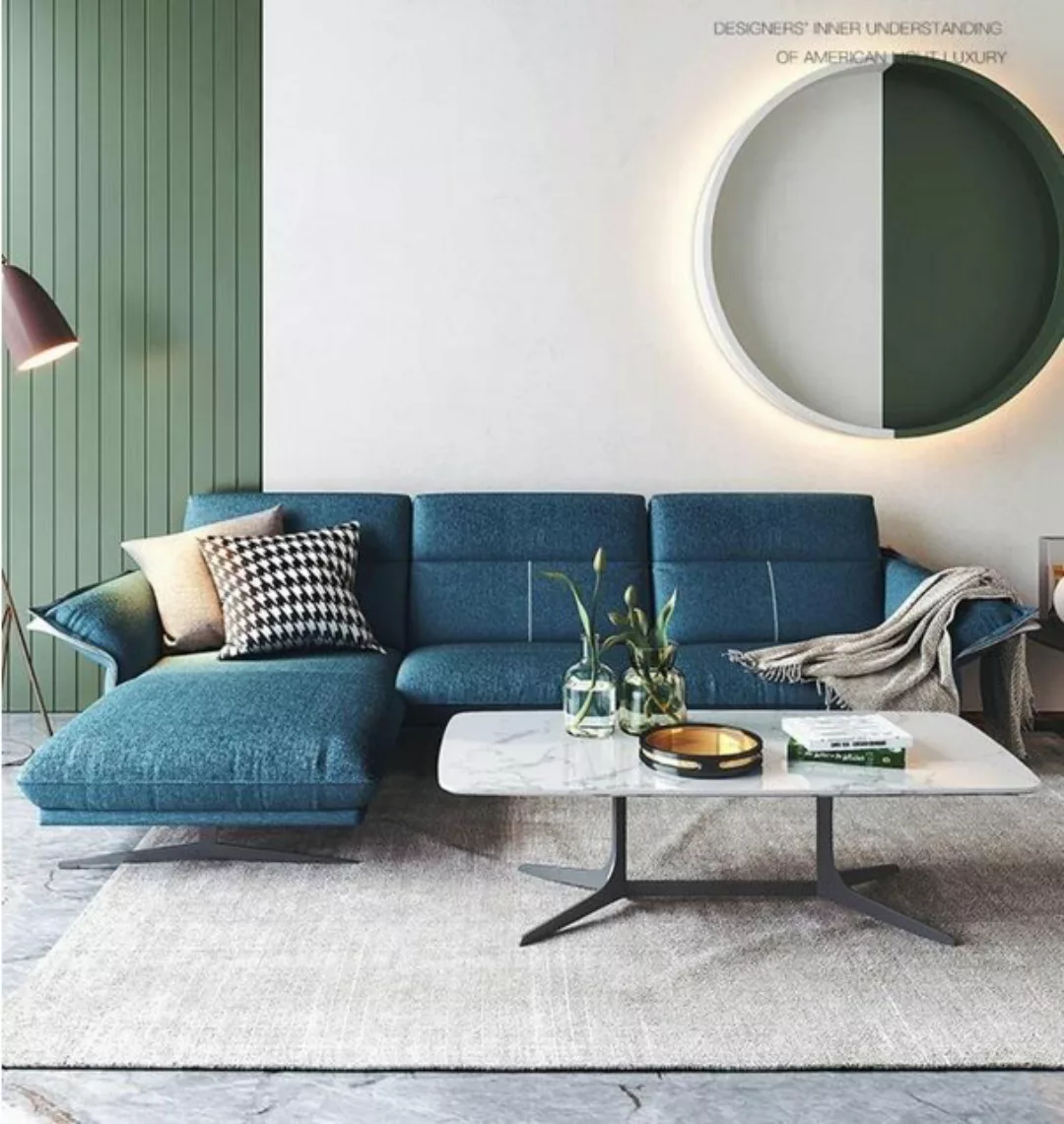 JVmoebel Ecksofa Blaue Stoff L-Form Couch Wohnlandschaft Ecksofa Garnitur M günstig online kaufen