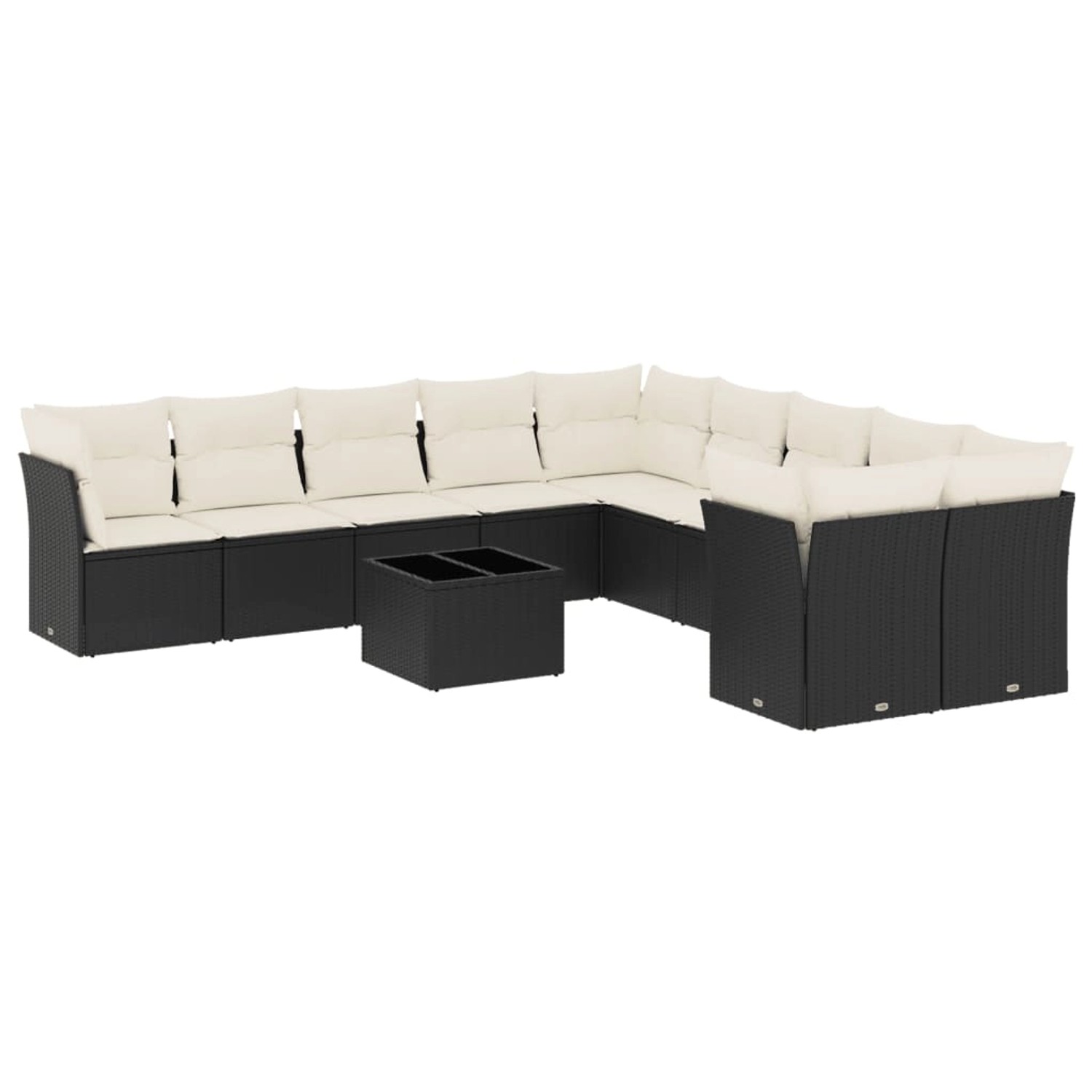 vidaXL 11-Tlg Garten-Sofagarnitur mit Kissen Schwarz Poly Rattan 3218246 günstig online kaufen