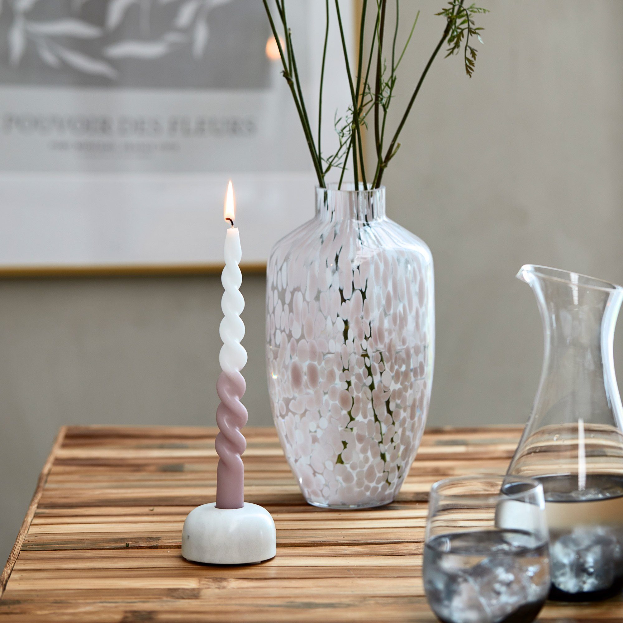 coco+cozy Tafelkerze Stabkerze Lene, anthrazit-weiß, 7 günstig online kaufen