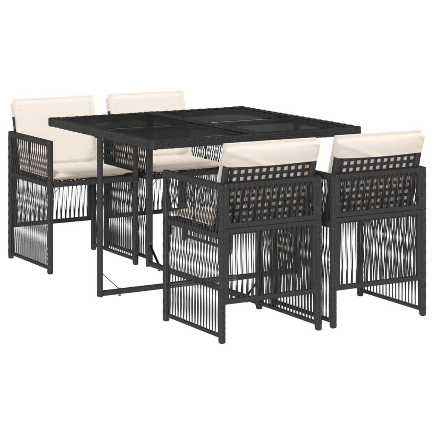 vidaXL 5-Tlg Garten-Essgruppe mit Kissen Schwarz Poly Rattan 3210894 günstig online kaufen