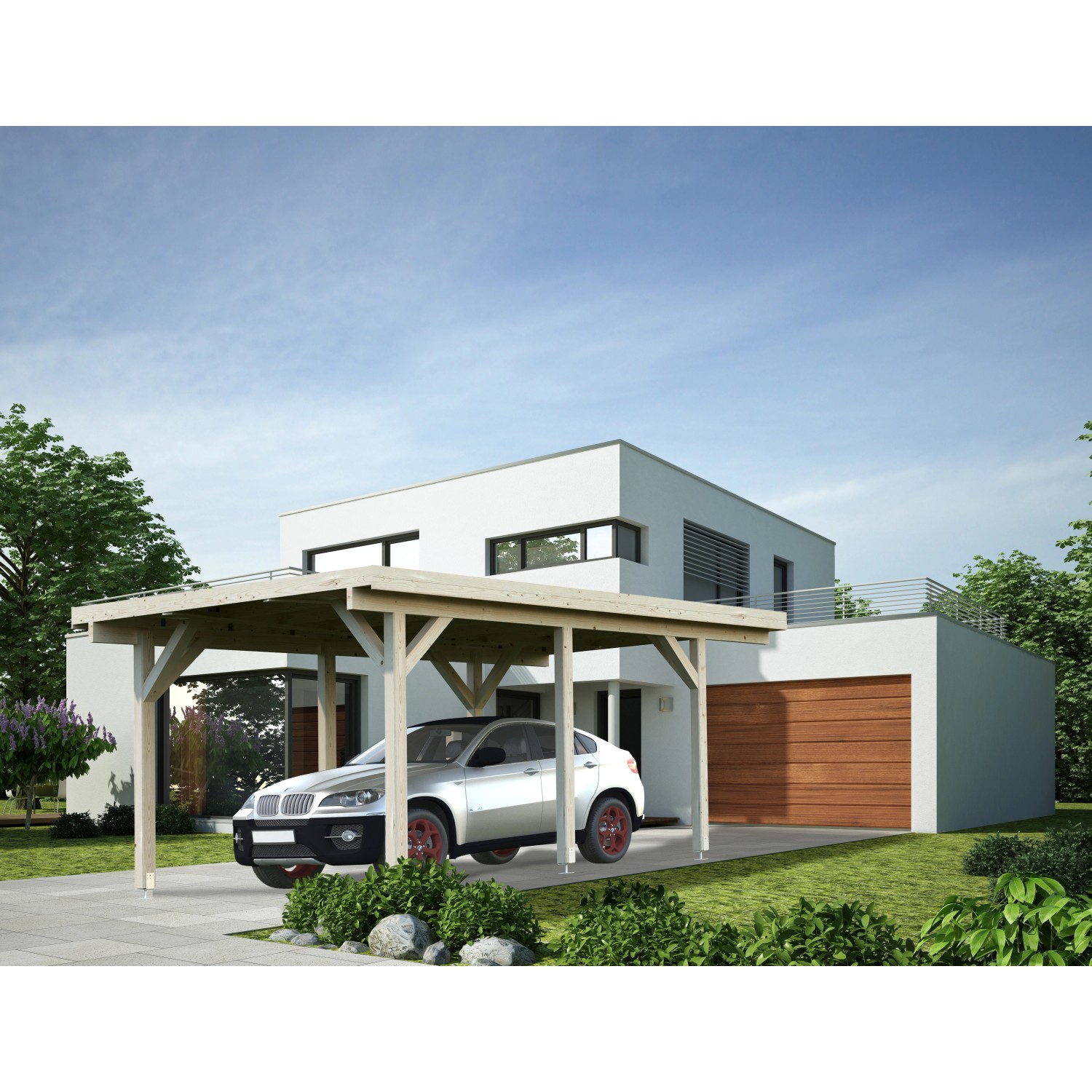 Palmako Carport Karl 315 x 372 cm Lackiert Dunkelgrau FSC® günstig online kaufen