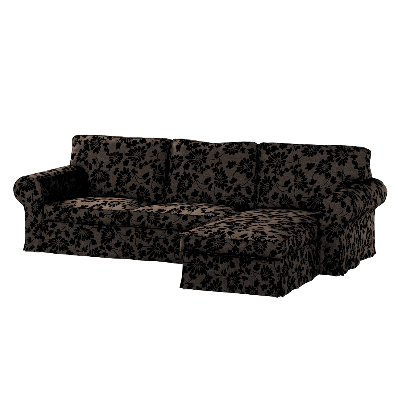 Bezug für Ektorp 2-Sitzer Sofa mit Recamiere, braun-schwarz, Ektorp 2-Sitze günstig online kaufen