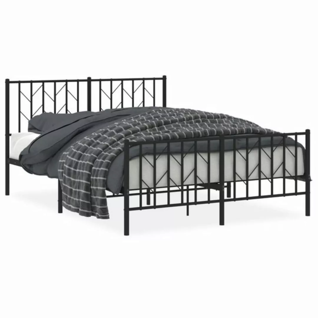 furnicato Bettgestell mit Kopf- und Fußteil Metall Schwarz 135x190 cm (1-tl günstig online kaufen