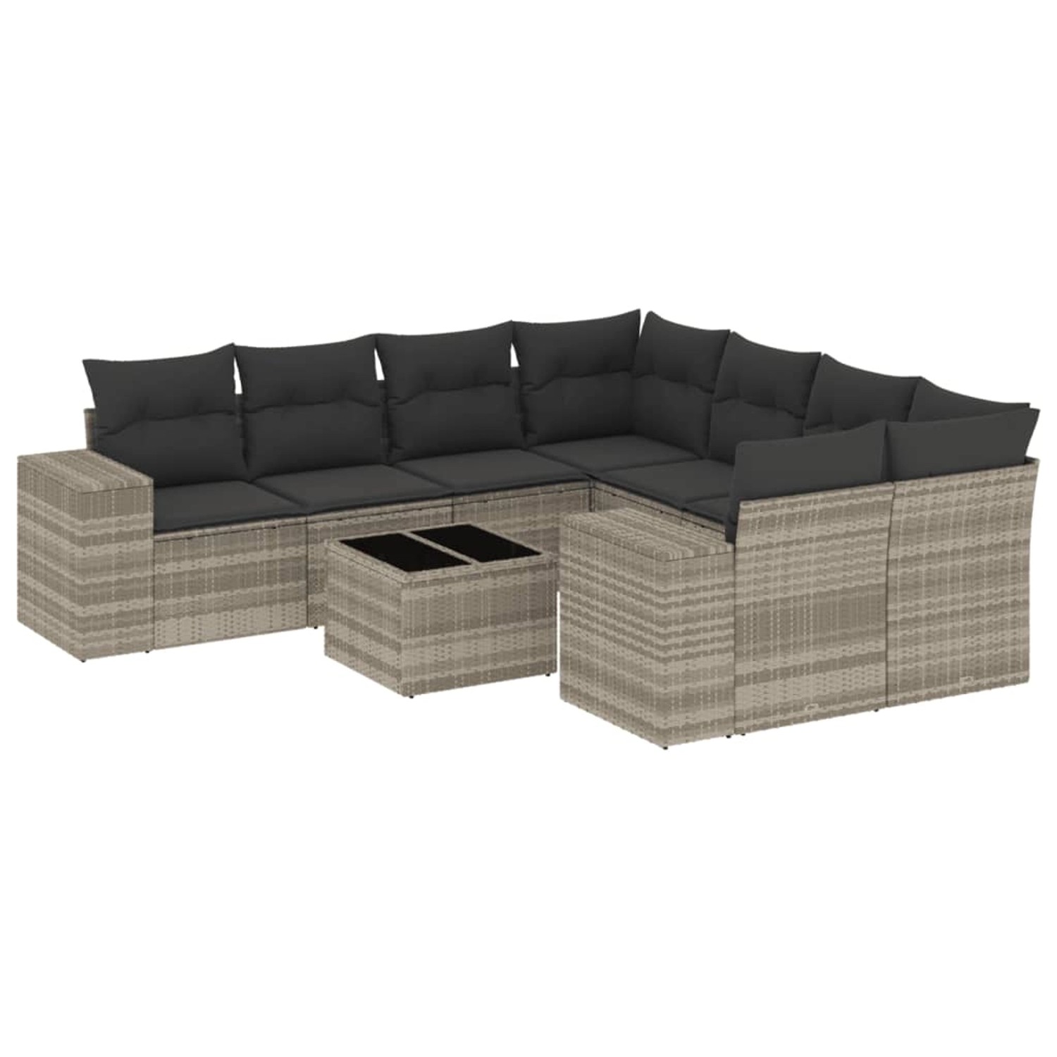 vidaXL 9-Tlg Garten-Sofagarnitur mit Kissen Hellgrau Poly Rattan 3254699 günstig online kaufen
