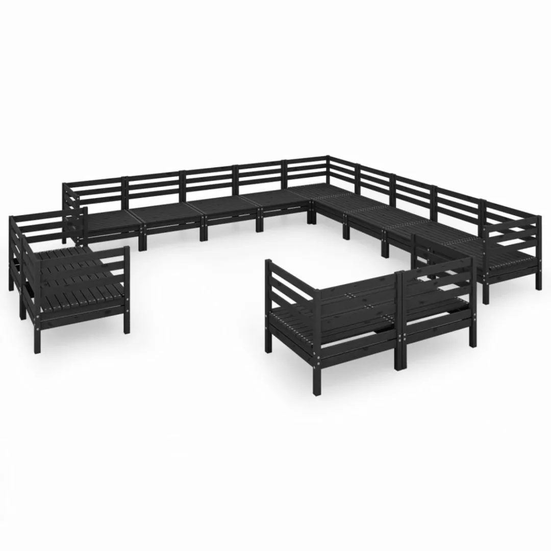 13-tlg. Garten-lounge-set Massivholz Kiefer Schwarz günstig online kaufen