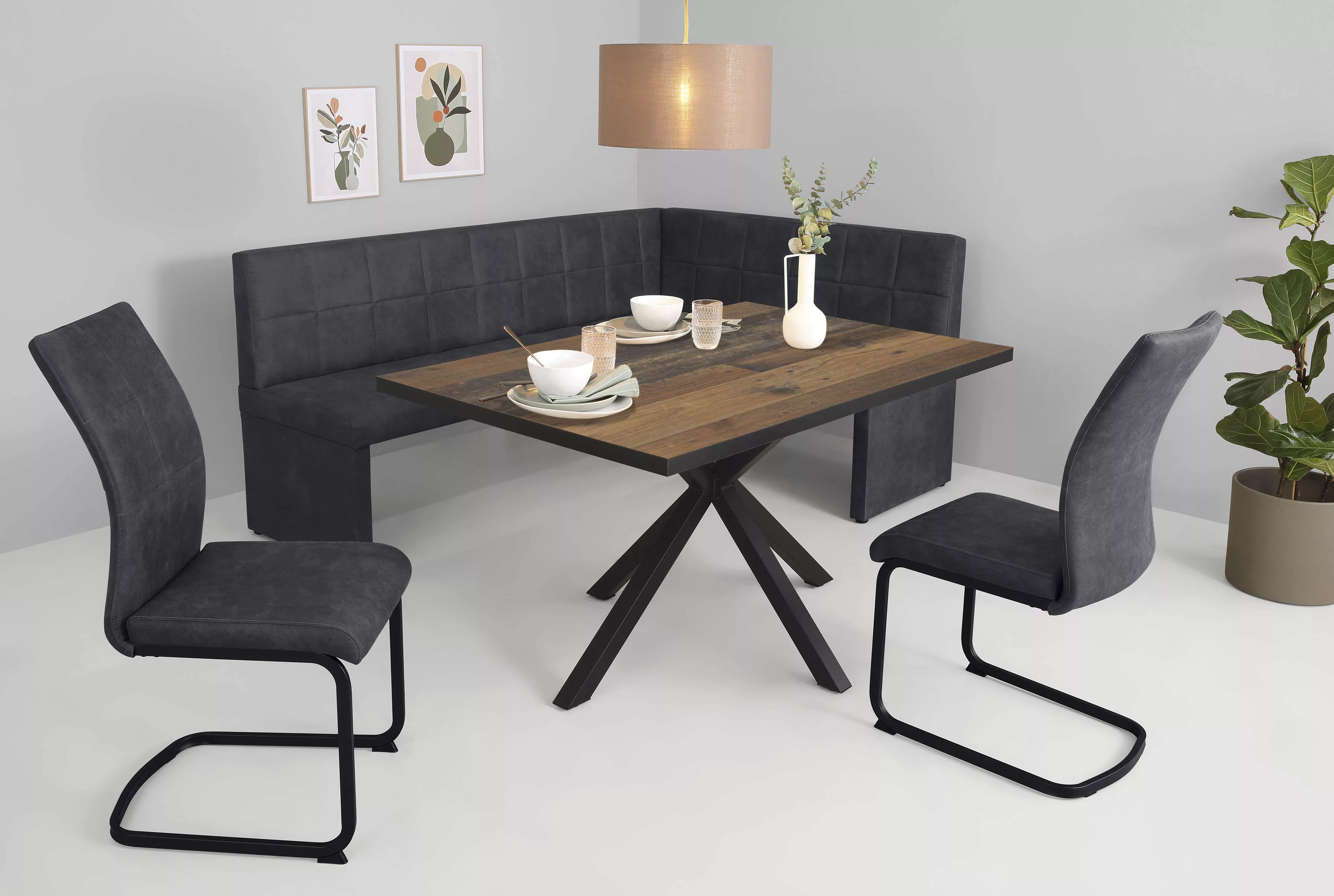 HELA Essgruppe "SPREE", (4 tlg.), Esstisch 140x90 cm mit Dickkante, Microfa günstig online kaufen