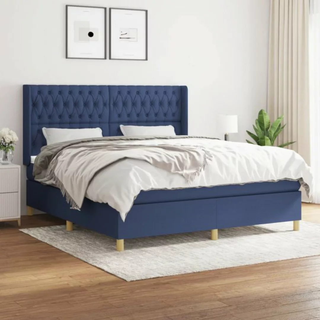 vidaXL Boxspringbett Boxspringbett mit Matratze Blau 180x200 cm Stoff Bett günstig online kaufen