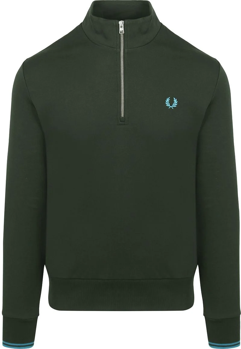 Fred Perry Half Zip Pullover Dunkelgrün - Größe L günstig online kaufen