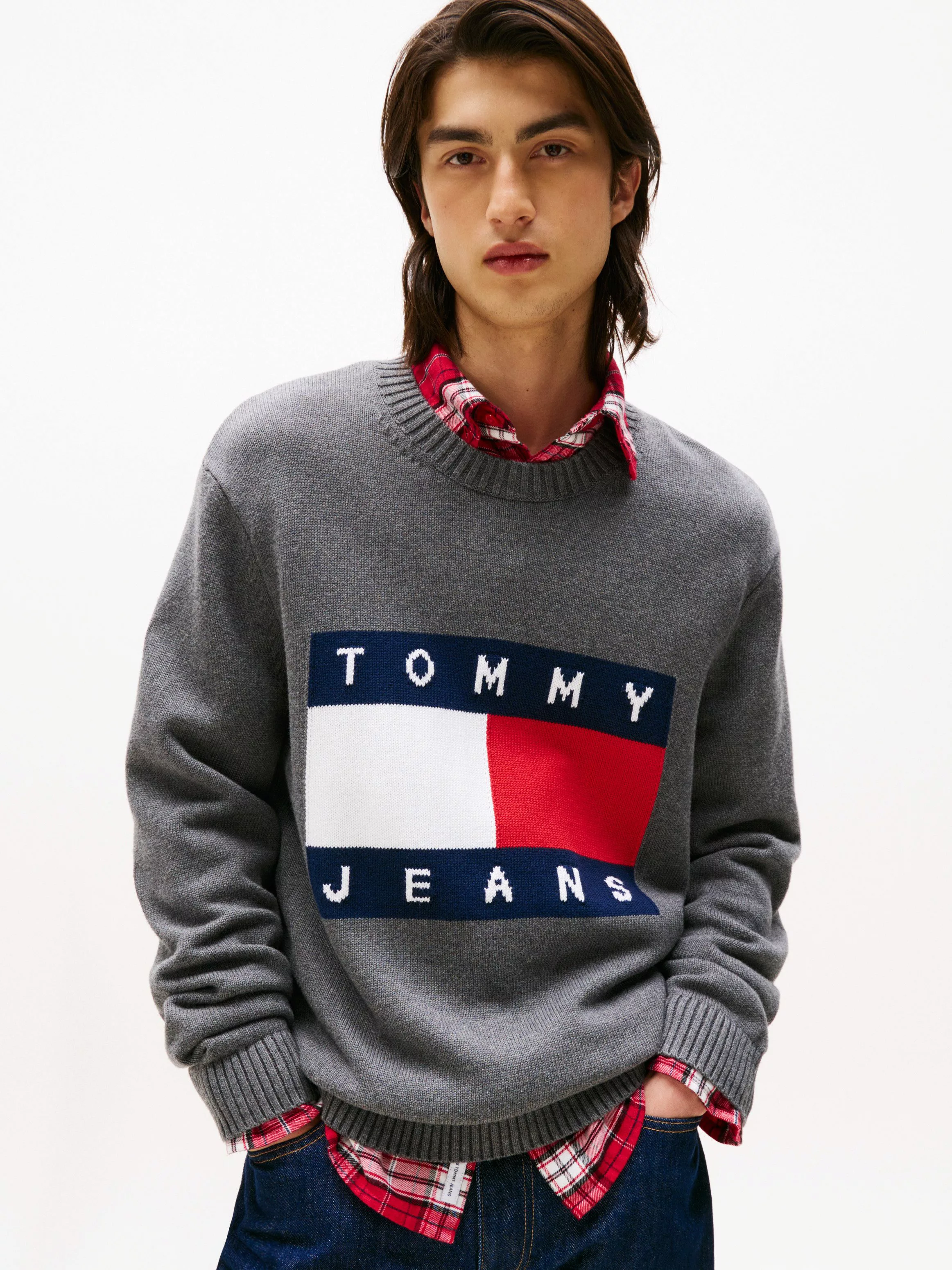 Tommy Jeans Strickpullover TJM MELANGE FLAG günstig online kaufen