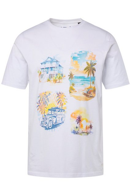 Men Plus T-Shirt Men+ T-Shirt Halbarm großer Print Rundhals günstig online kaufen