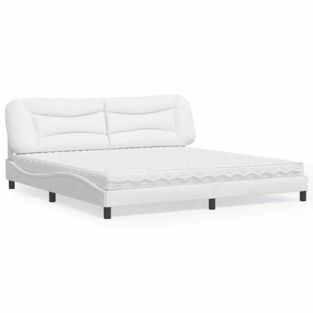 vidaXL Bett Bett mit Matratze Weiß 200x200 cm Kunstleder günstig online kaufen