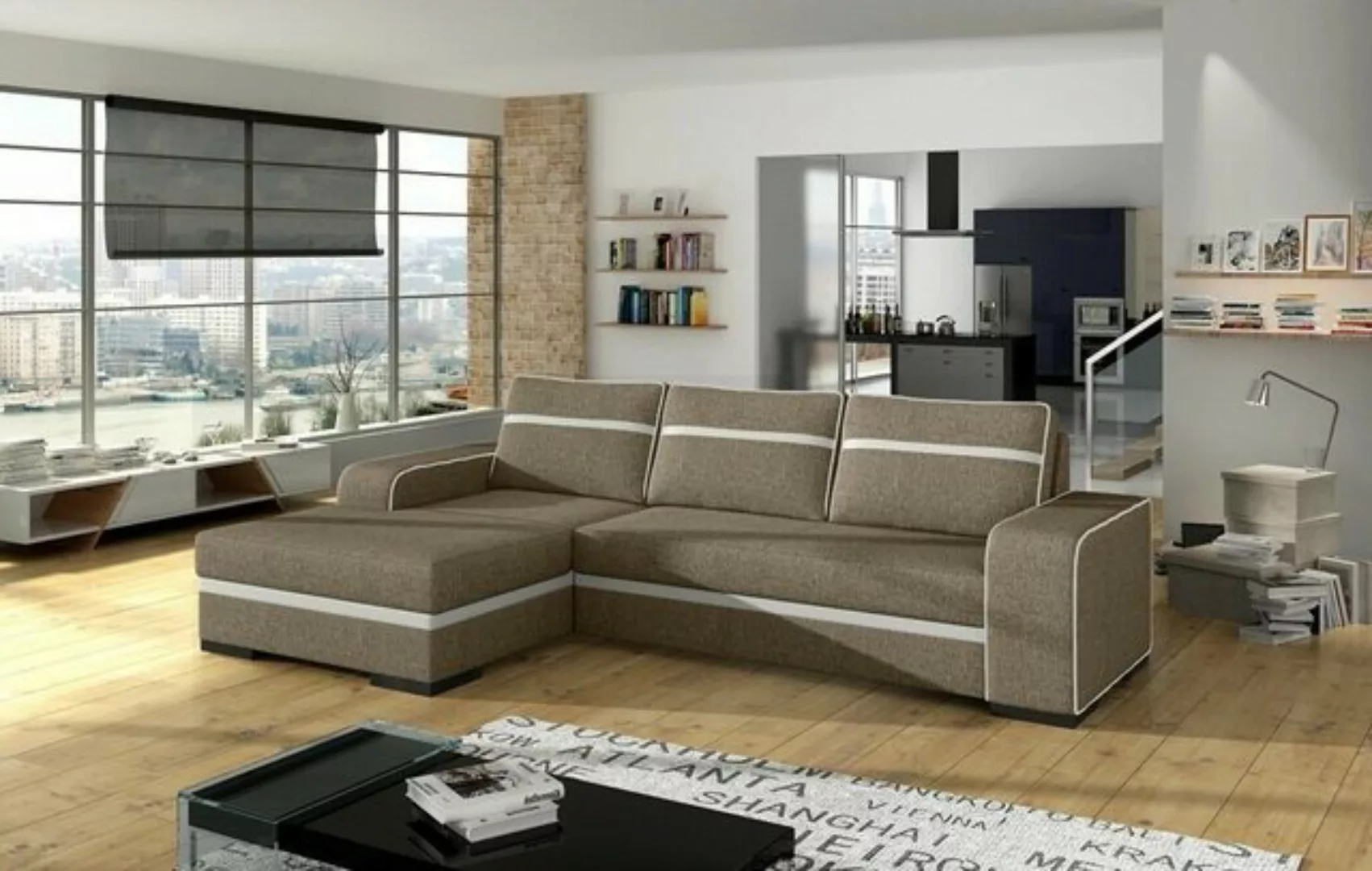 JVmoebel Ecksofa Schlafsofa Eck Sofa Couch Polster Eck Garnitur Schlaffunkt günstig online kaufen