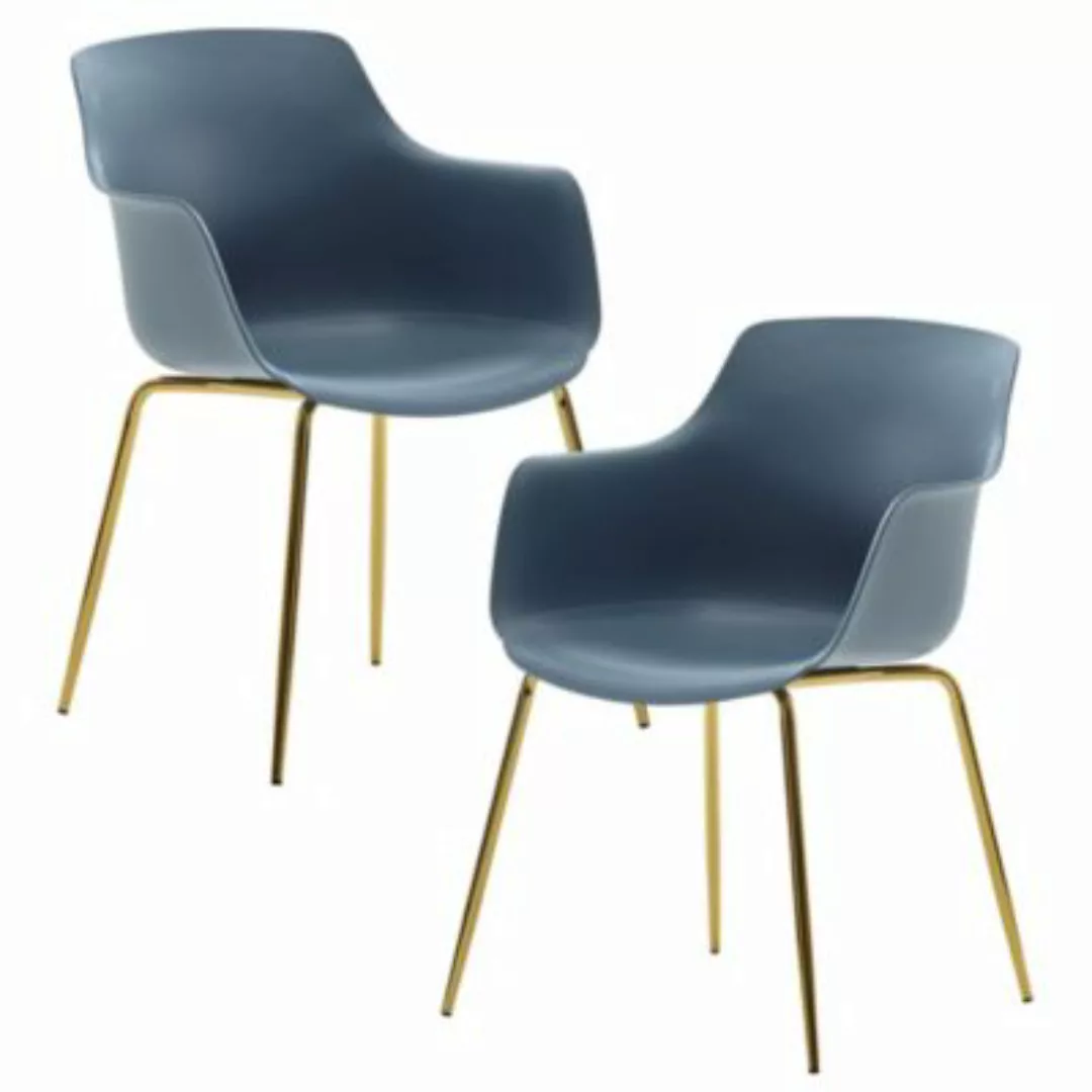 FineBuy Esszimmerstuhl 2er Set Kunststoff 43 x 45 cm Sitzfläche blau günstig online kaufen