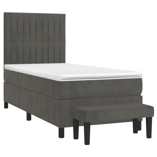 vidaXL Boxspringbett Boxspringbett mit Matratze Dunkelgrau 90x190 cm Samt B günstig online kaufen