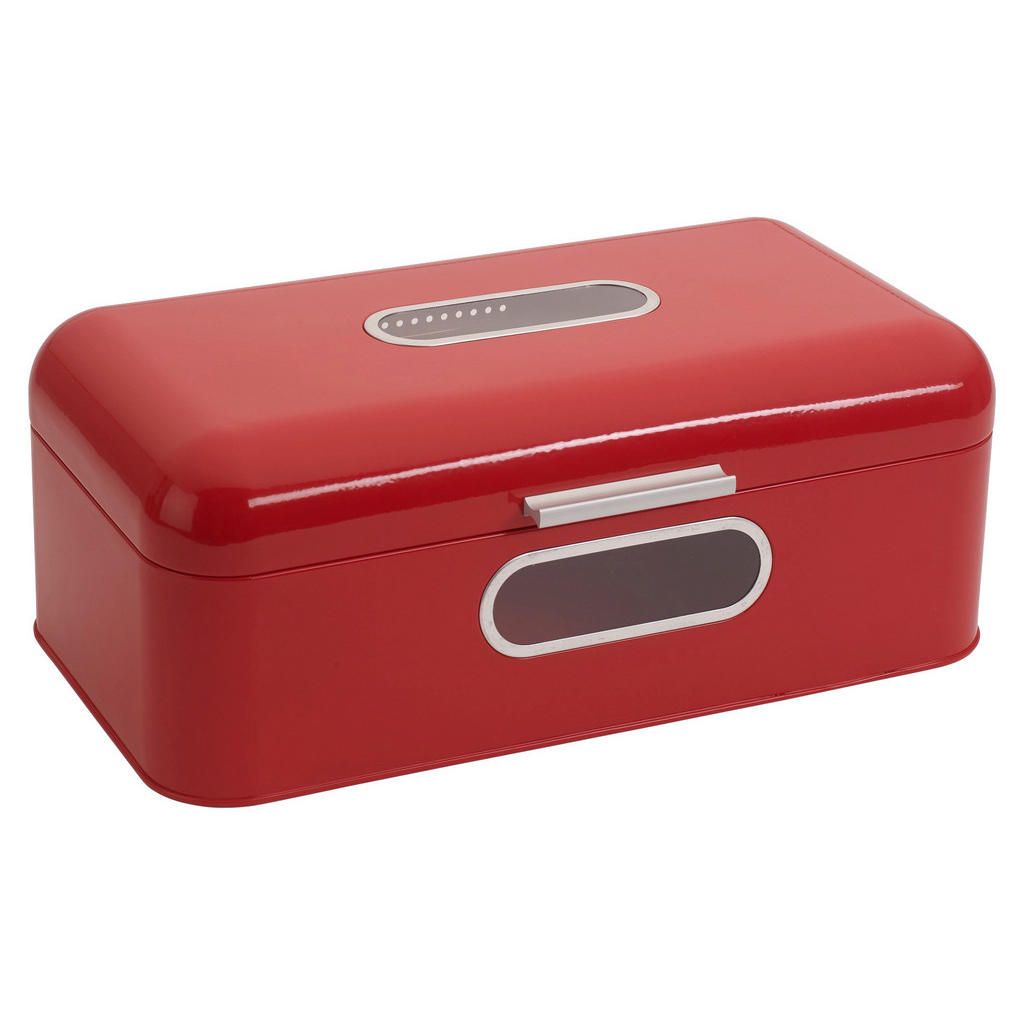 ECHTWERK Brotkasten Retro rot Metall B/H/L: ca. 23,8x17x42,5 cm günstig online kaufen