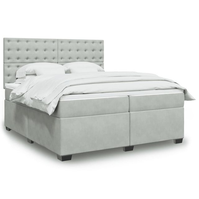 vidaXL Boxspringbett, Boxspringbett mit Matratze Hellgrau 200x200 cm Samt günstig online kaufen