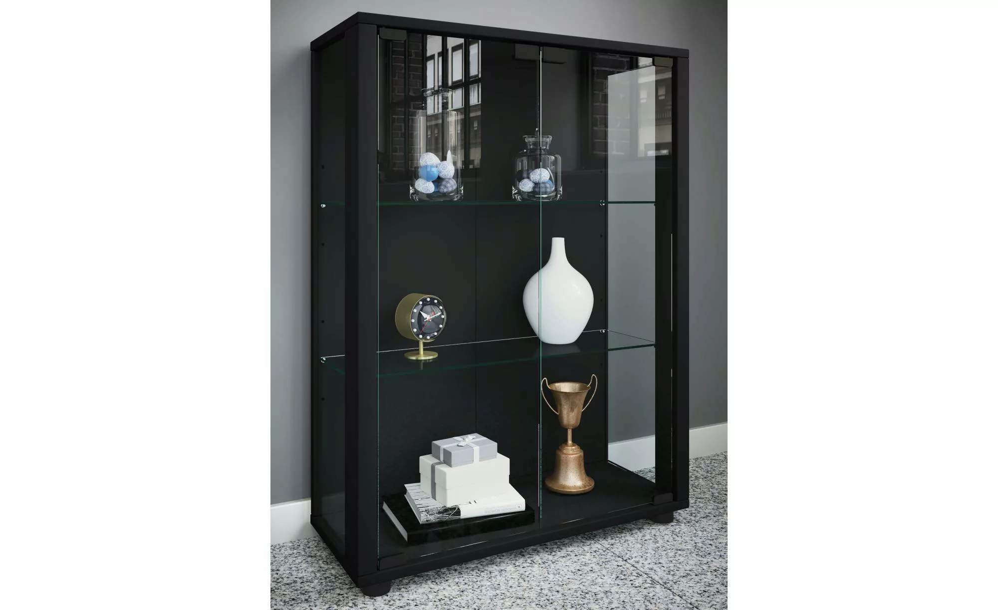 VCM Holz Glas Vitrine Sammelvitrine Glasvitrine Schaukasten Standvitrine Si günstig online kaufen