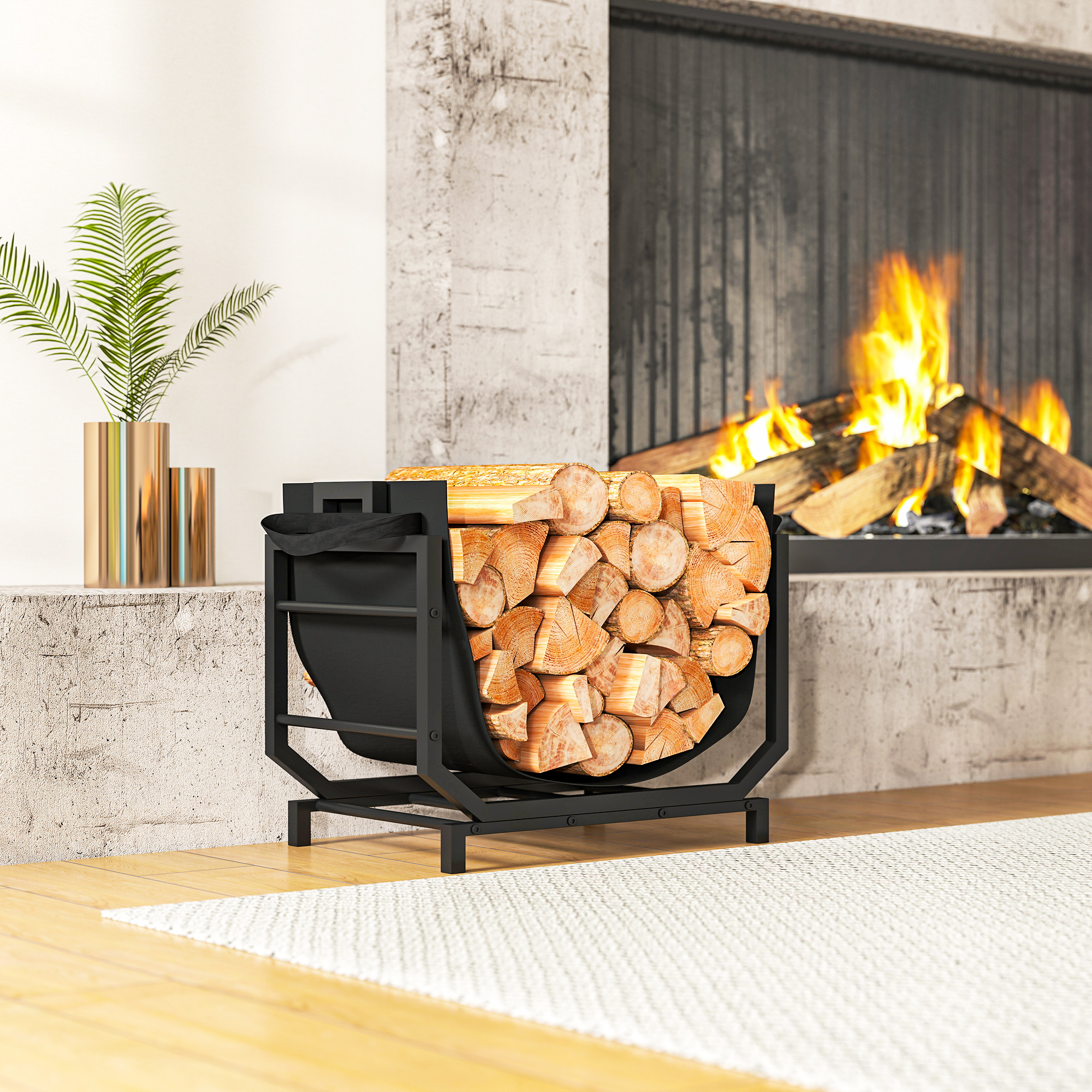 Outsunny Kaminholzregal für innen 53 x 33 x 43 cm erhöhtes Brennholzregal m günstig online kaufen