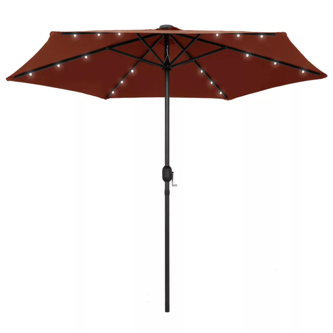 Sonnenschirm Mit Led-leuchten Alu-mast 270 Cm Terracotta-rot günstig online kaufen