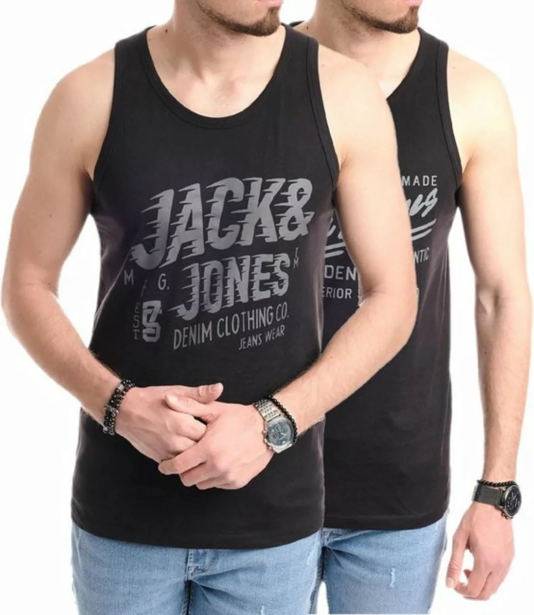 Jack & Jones Tanktop Bedrucktes Shirt aus Baumwolle (2er-Pack) mit Print günstig online kaufen