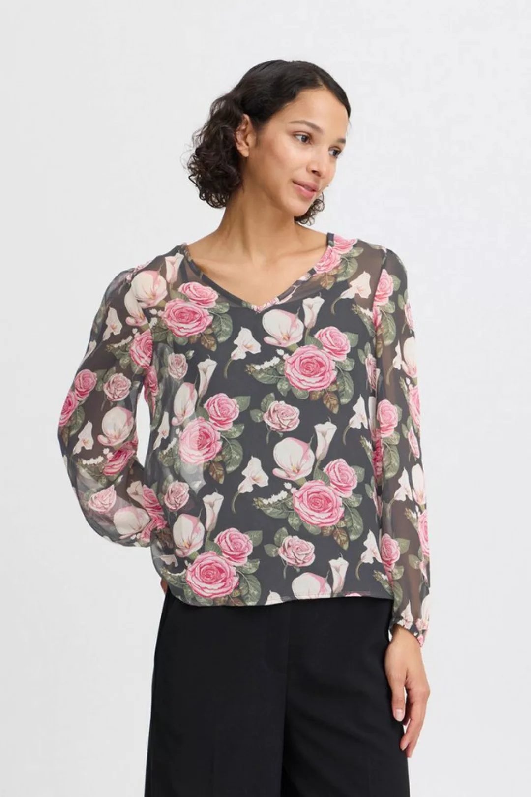 b.young Langarmbluse BYIROSEMARIN BLOUSE - modische Langarmbluse mit floral günstig online kaufen