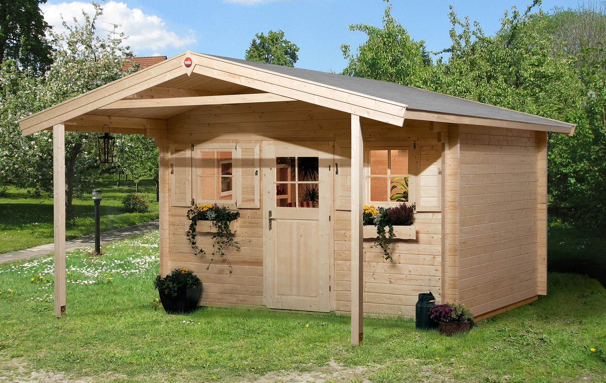 Weka Holz-Gartenhaus Satteldach Unbehandelt 450 cm x 594 cm günstig online kaufen