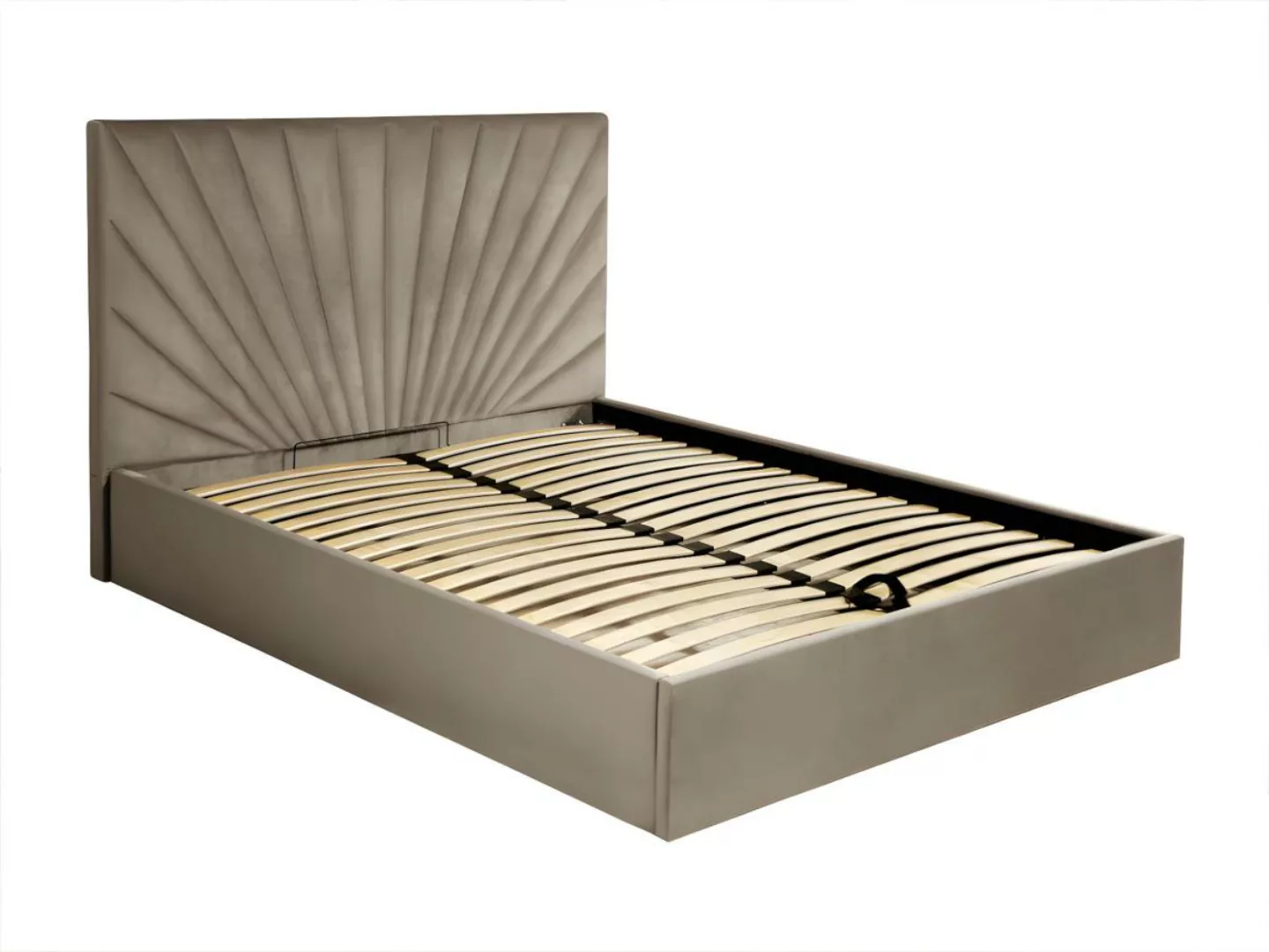 Polsterbett mit Bettkasten - 140 x 190 cm - Samt - Graubraun - RILIODA von günstig online kaufen