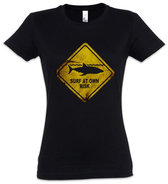 Urban Backwoods Print-Shirt Shark Warning Sign Damen T-Shirt Weißer Hai Sur günstig online kaufen