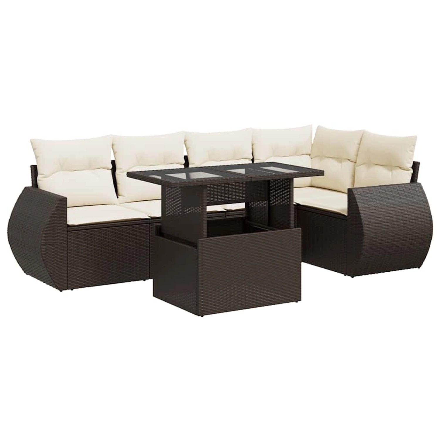 vidaXL 6-Tlg Garten-Sofagarnitur mit Kissen Braun Poly Rattan 3326644 günstig online kaufen
