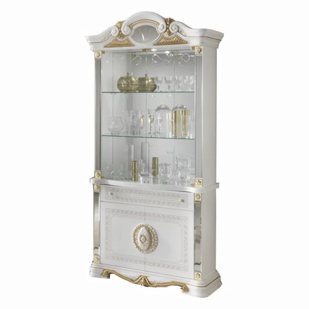 Interdesign24 Glasvitrine Bella (4-Türig, im Barock-Stil) in Weiß/Gold Hoch günstig online kaufen