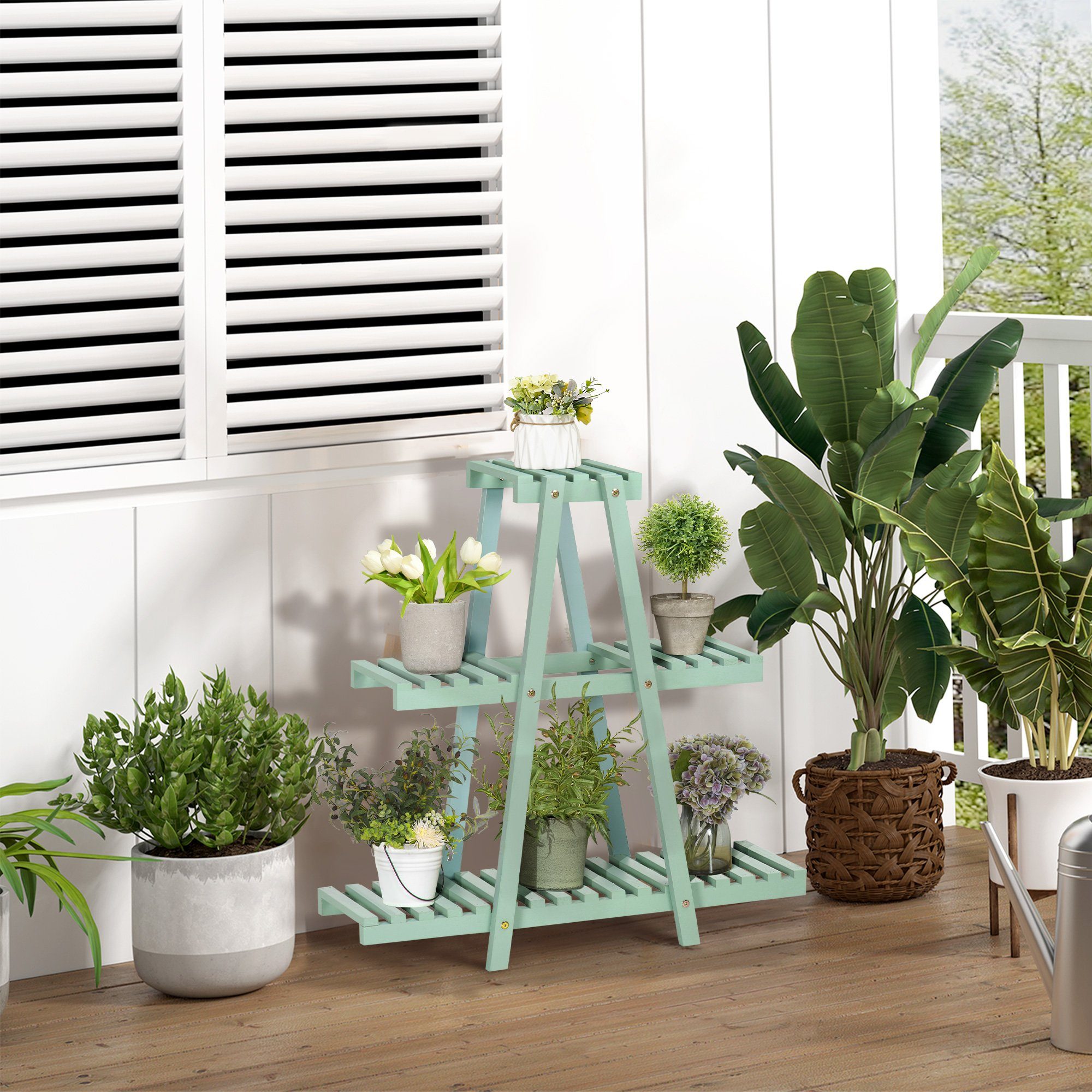 Outsunny Pflanzentreppe Blumenregal mit 3 Ebenen, günstig online kaufen
