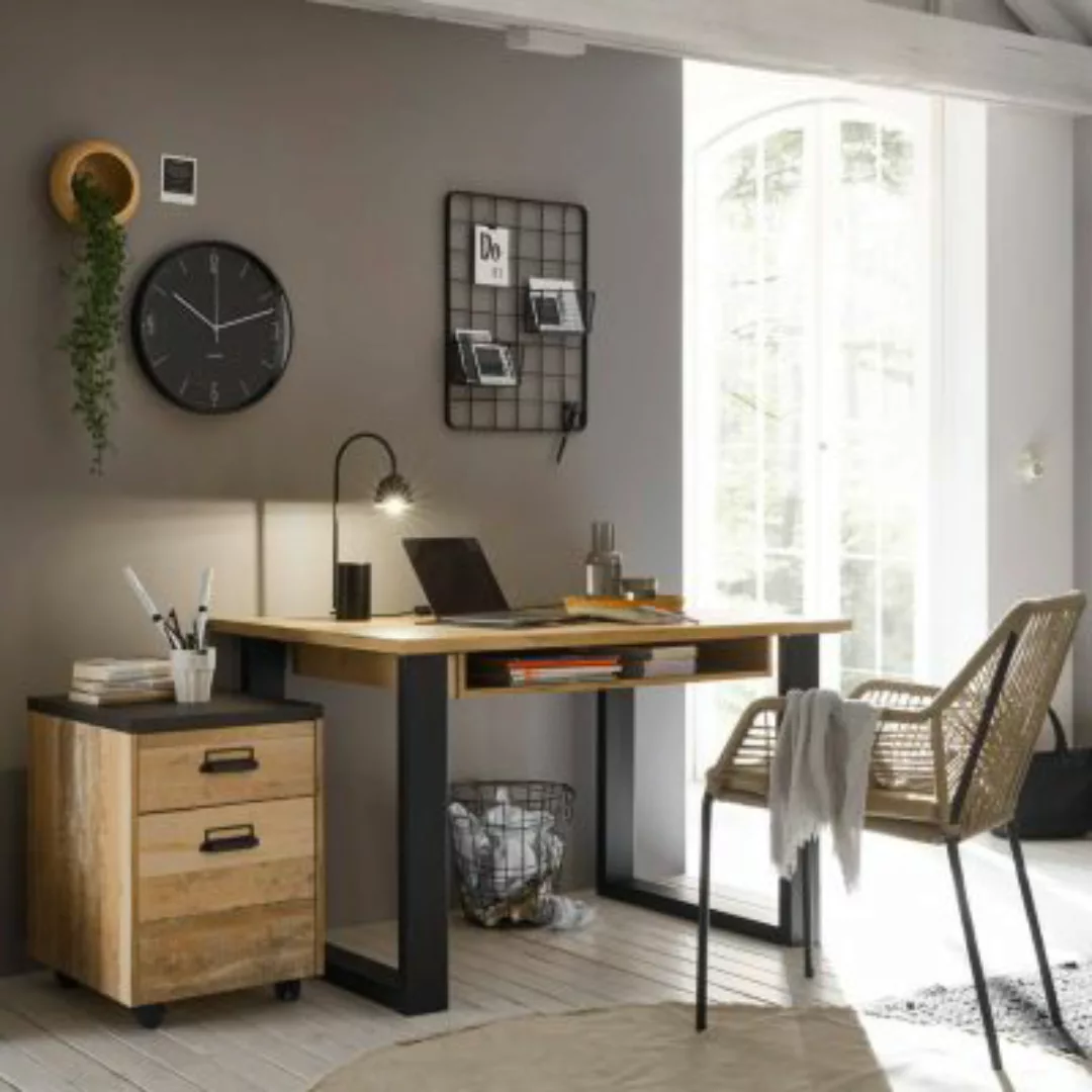 Lomadox Büromöbel Set SHELTON-61 in Old Style hell Nb. mit anthrazit, B/H/T günstig online kaufen