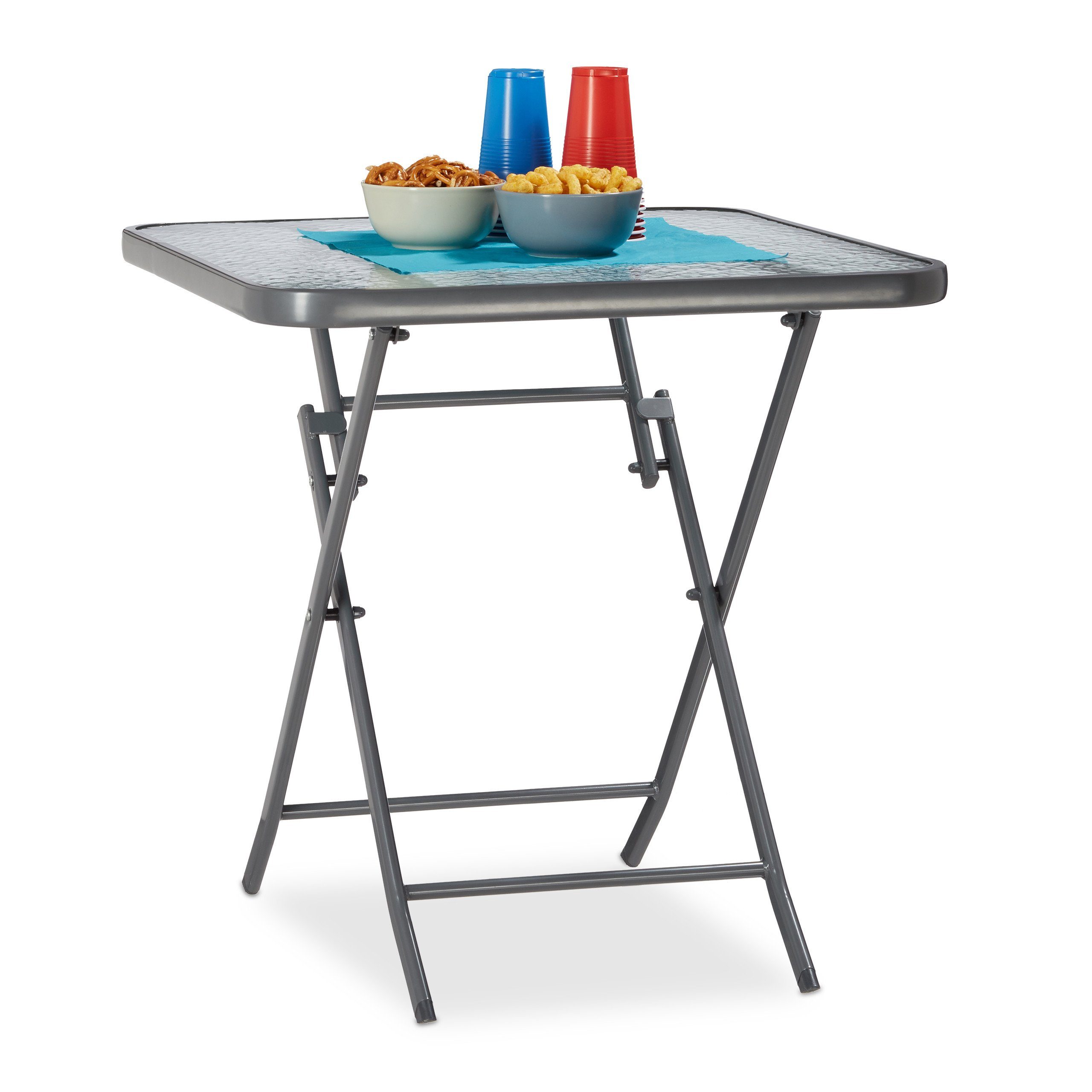 relaxdays Balkonset Balkontisch klappbar mit Glas günstig online kaufen