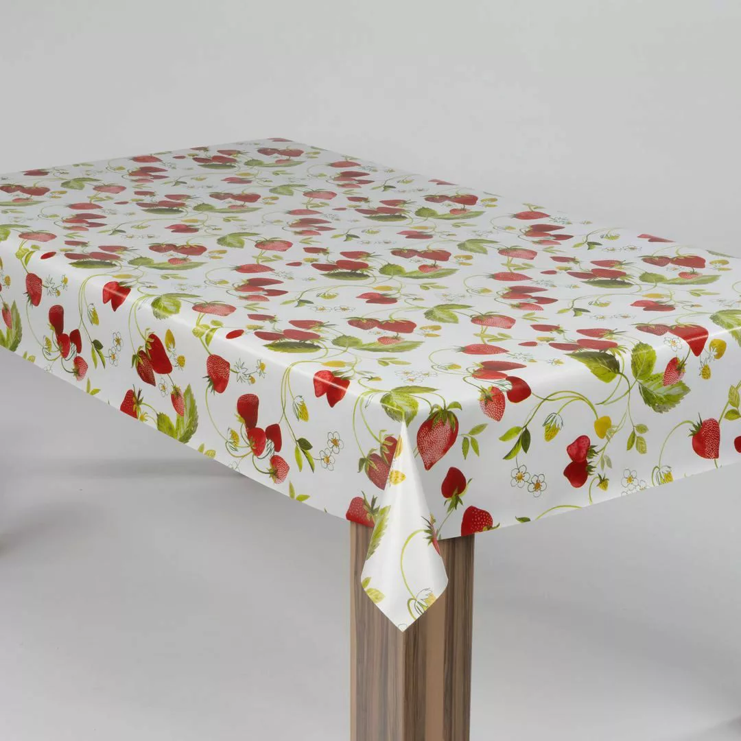 laro Tischdecke laro Wachstuch-Tischdecke Wachstischdecke Erdbeeren günstig online kaufen