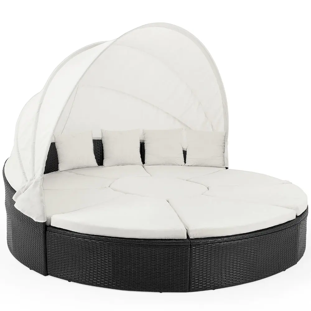 Polyrattan Sonneninsel Schwarz/Creme Ø230cm günstig online kaufen