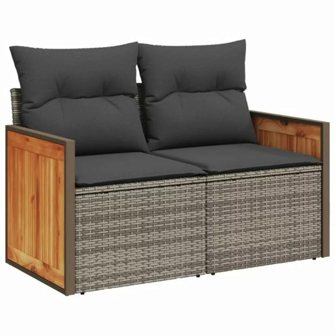 vidaXL Loungesofa Gartensofa 2-Sitzer mit Kissen Grau Poly Rattan, 1 Teile günstig online kaufen