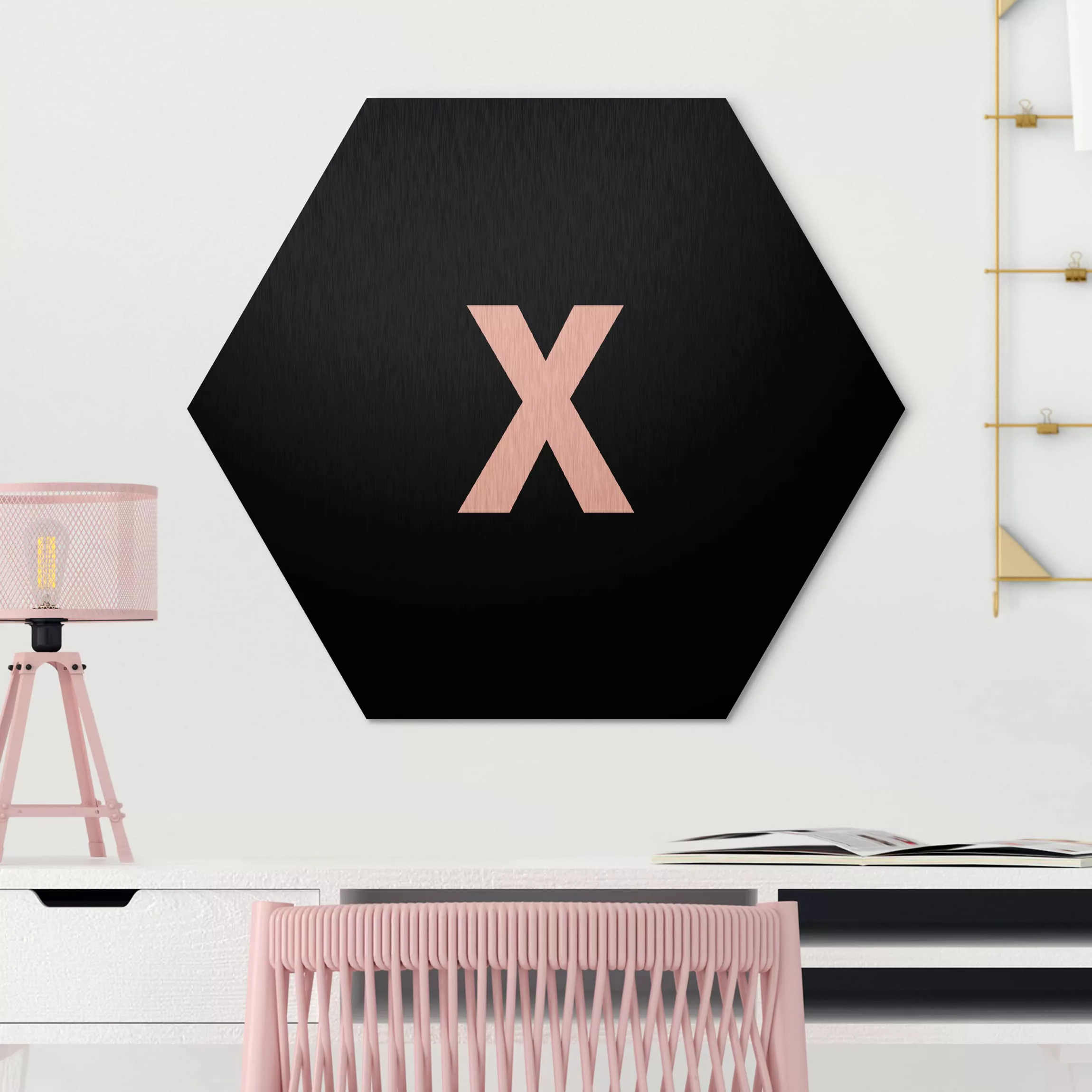 Hexagon-Alu-Dibond Bild Buchstaben Buchstabe Schwarz X günstig online kaufen