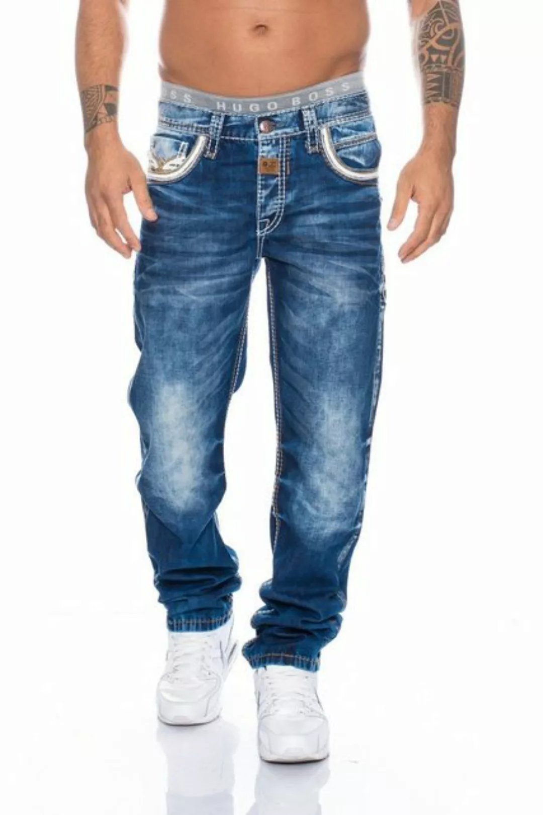 Cipo & Baxx Regular-fit-Jeans Herren Jeans Hose mit aufwendigen Verzierunge günstig online kaufen