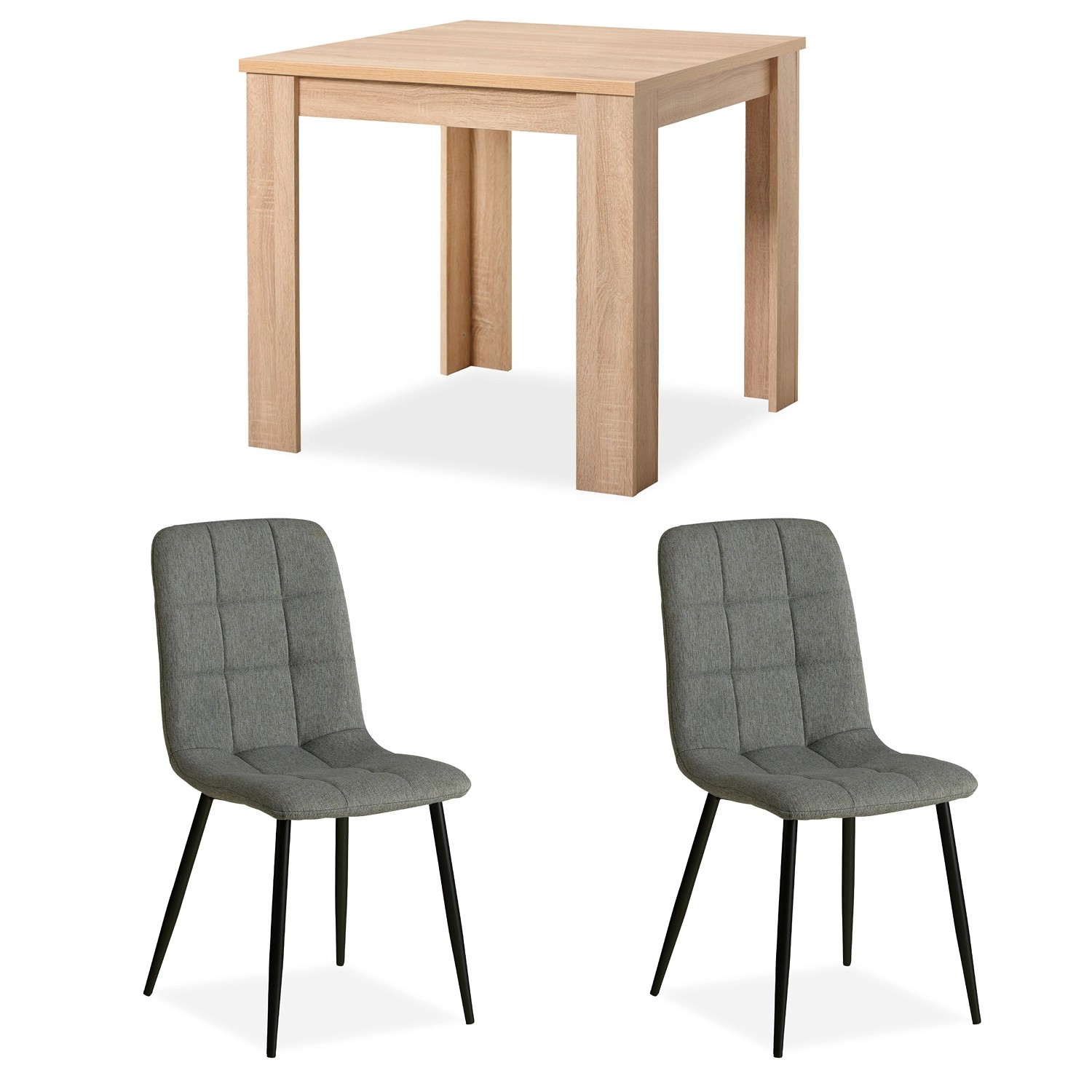 Homestyle4u Essgruppe mit Tisch Natur und 2 Polsterstühlen Grau 2377 günstig online kaufen