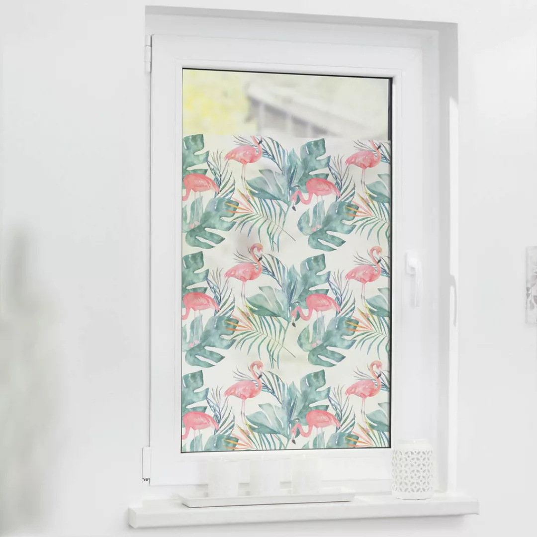 LICHTBLICK Fensterfolie Flamingo rosa grün B/L: ca. 50x100 cm günstig online kaufen