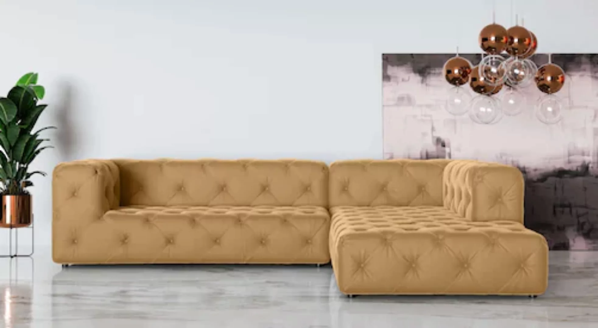 Places of Style Ecksofa »FOLLINA«, L-Form, mit klassischer Chesterfield-Kno günstig online kaufen