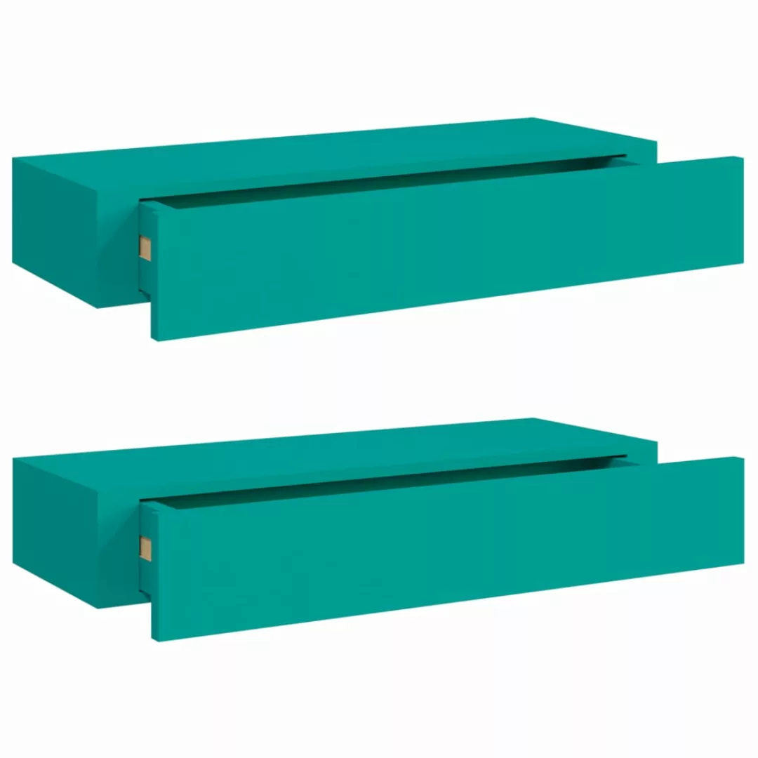 Wand-schubladenregale 2 Stk. Blau 60x23,5x10 Cm Mdf günstig online kaufen