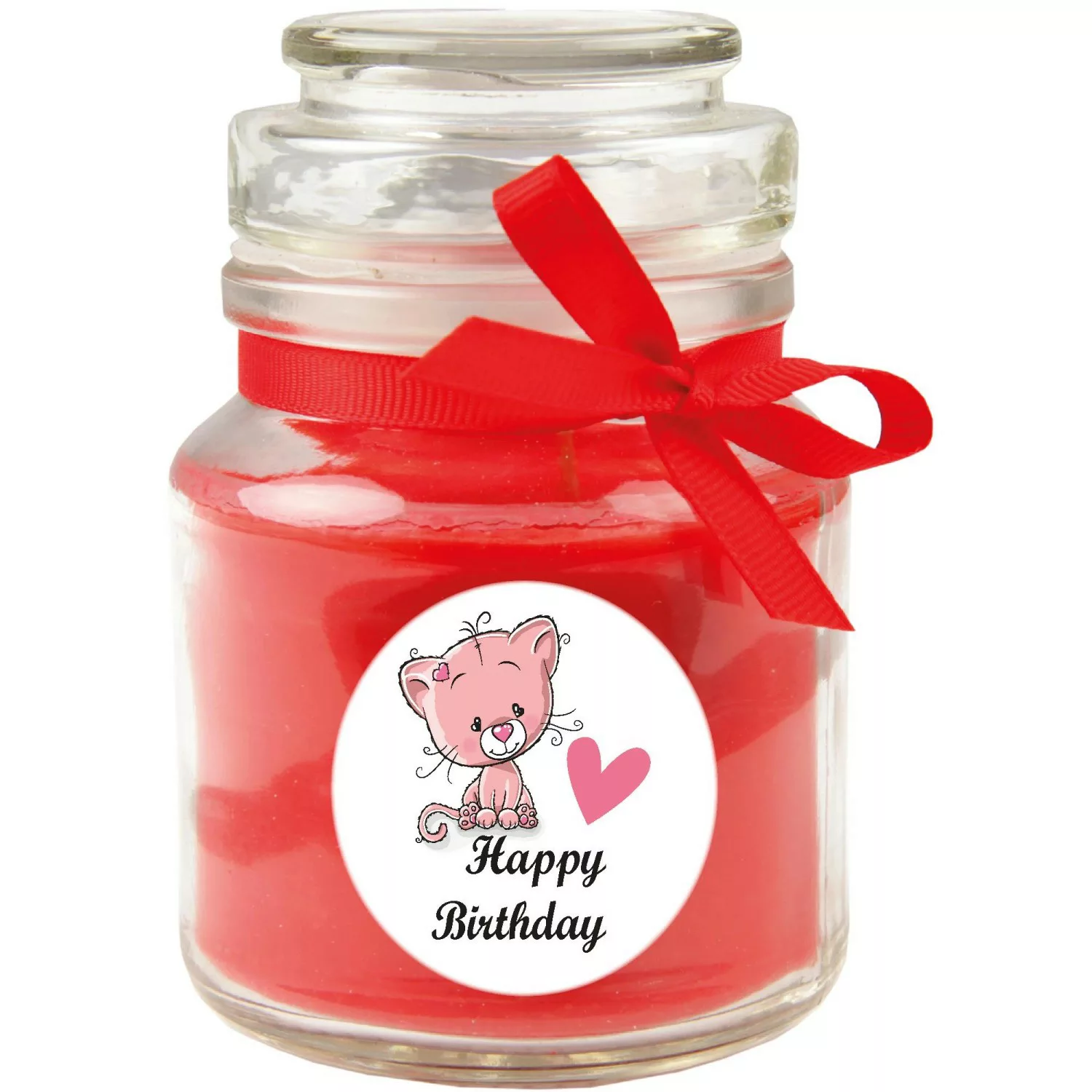 HS Candle Duftkerze & Glas Happy Birthday Bonbon Katze Rose günstig online kaufen