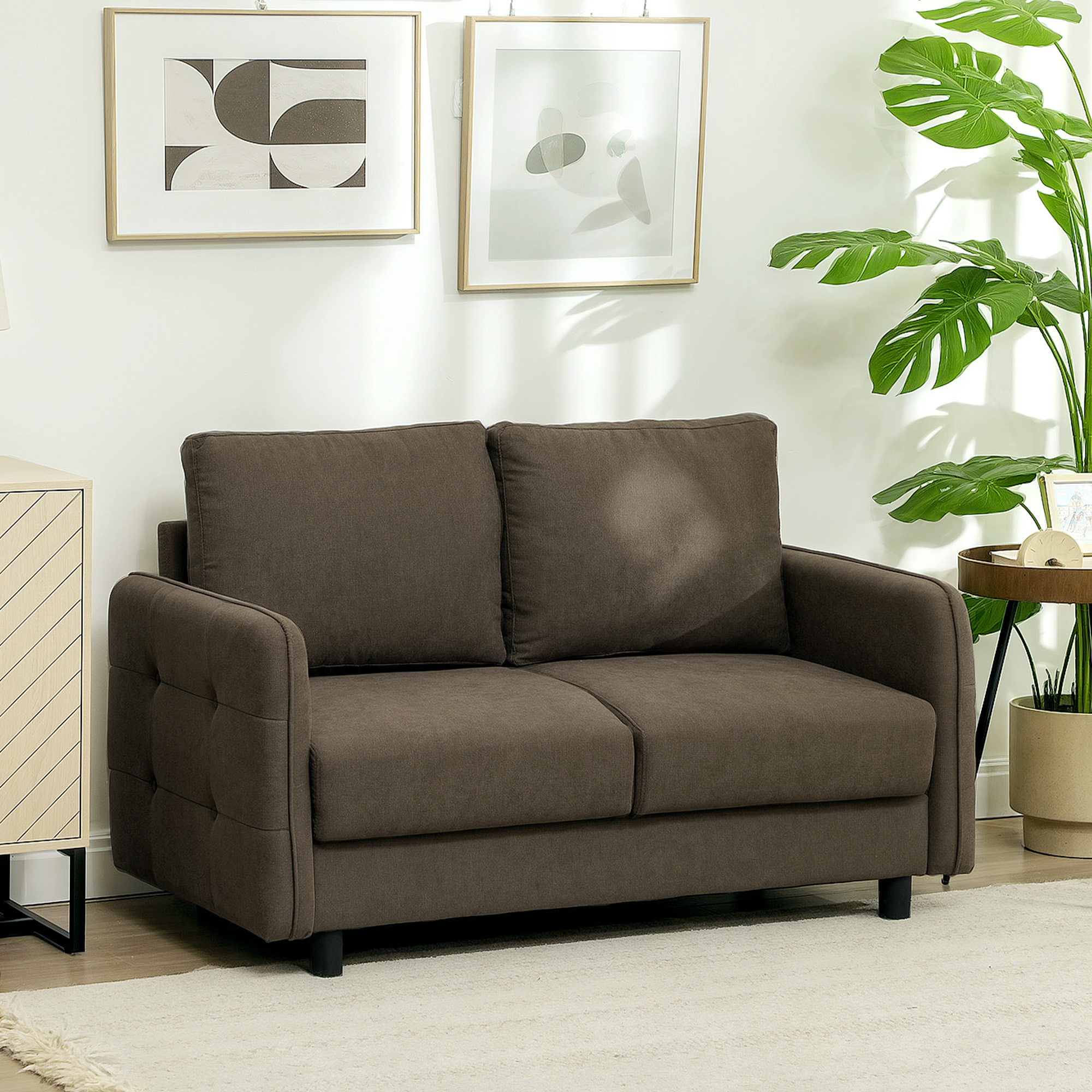 HOMCOM Sofa 2 Sitzer modern Couch mit Armlehne, 2 Wurfkissen Polstersofa mi günstig online kaufen