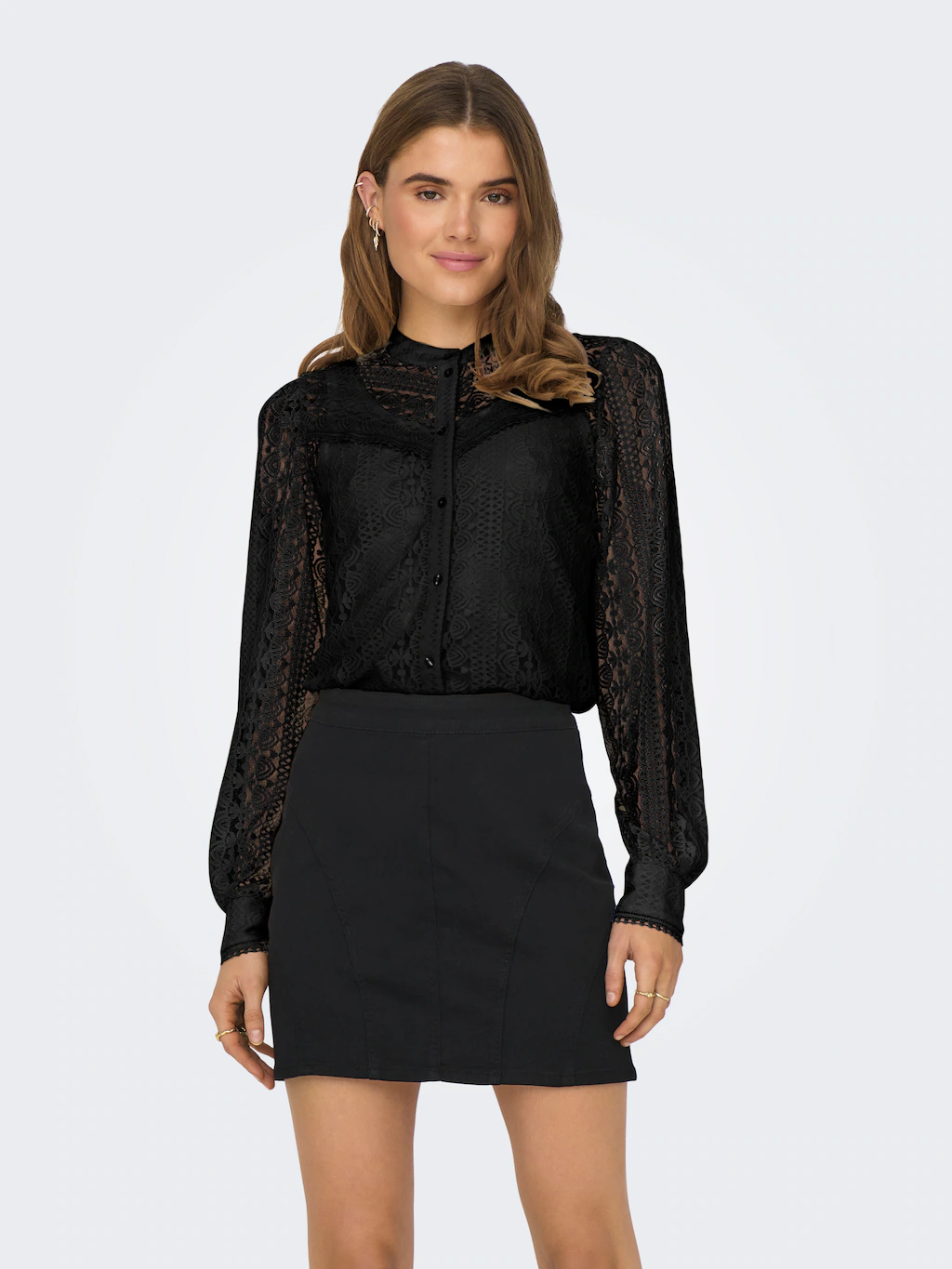 ONLY Spitzenbluse "ONLREBA LACE L/S SHIRT WVN NOOS" günstig online kaufen