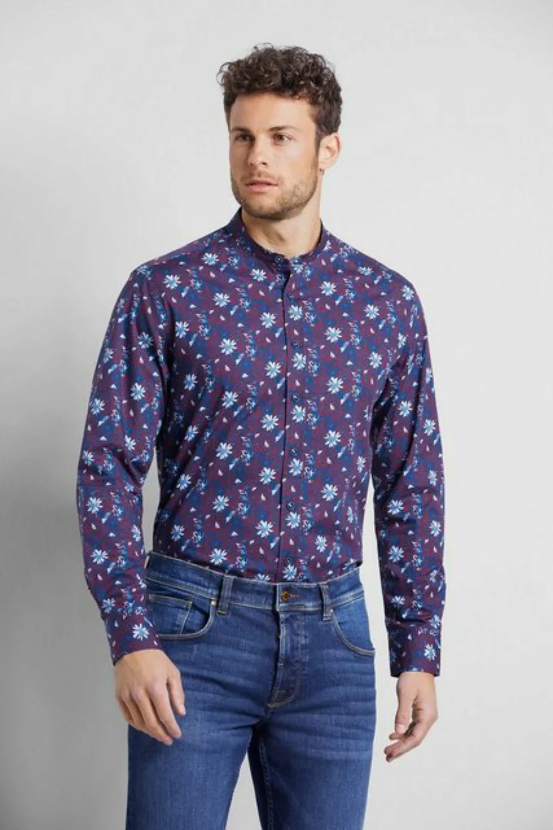 bugatti Langarmhemd, mit floralem Muster günstig online kaufen