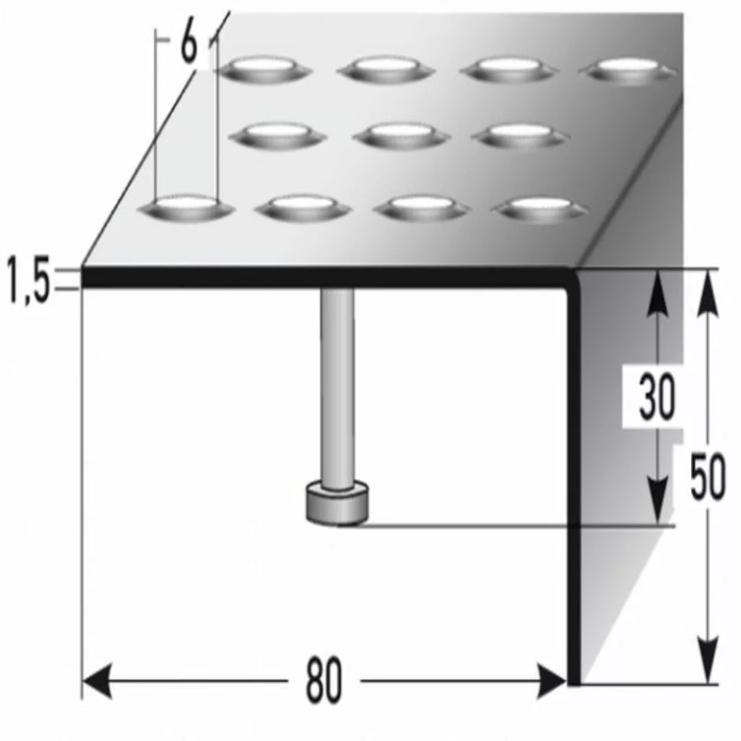 Treppenkante "Fano" / Winkelprofil (Größe 50 mm x 80 mm) aus Edelstahl matt günstig online kaufen